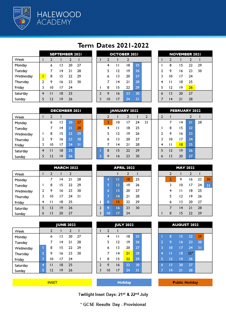 Halewood Academy - Term Dates